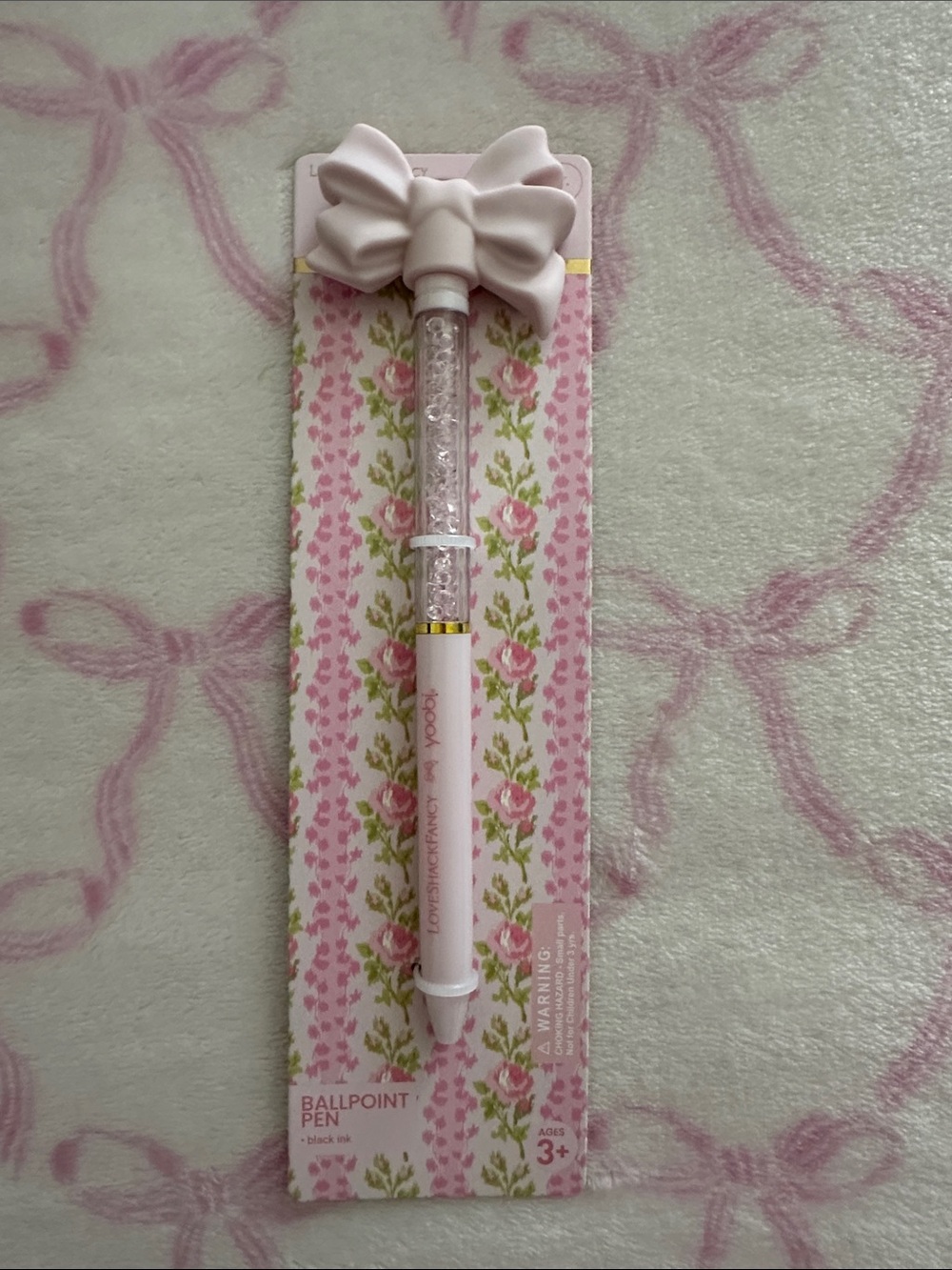 LoveShackFancy x Yoobi Target collaboration Pink Macaron bow top pen NWT